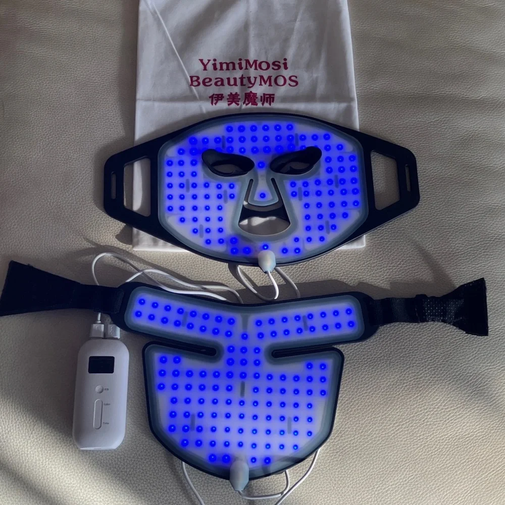 Black LED Facial & Jawline Therapy Mask with Controller